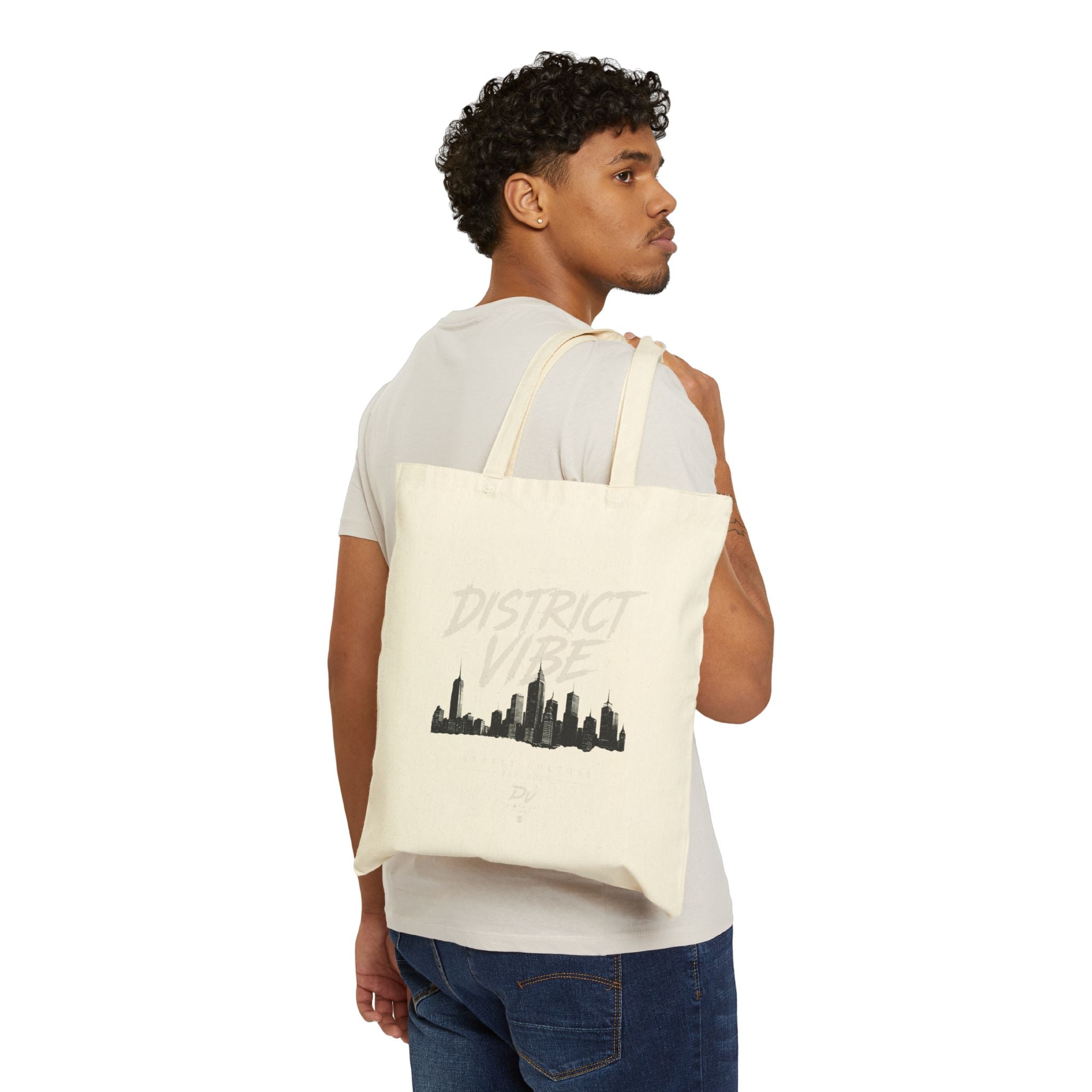 District Vibe Cotton Tote Bag – City Skyline Canvas Shopper