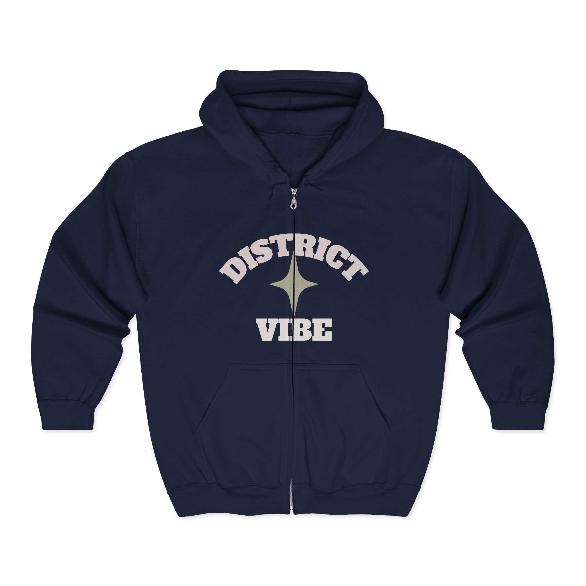 District Vibe Zip Hoodie — "I  My District" Graphic Full-Zip Sweatshirt