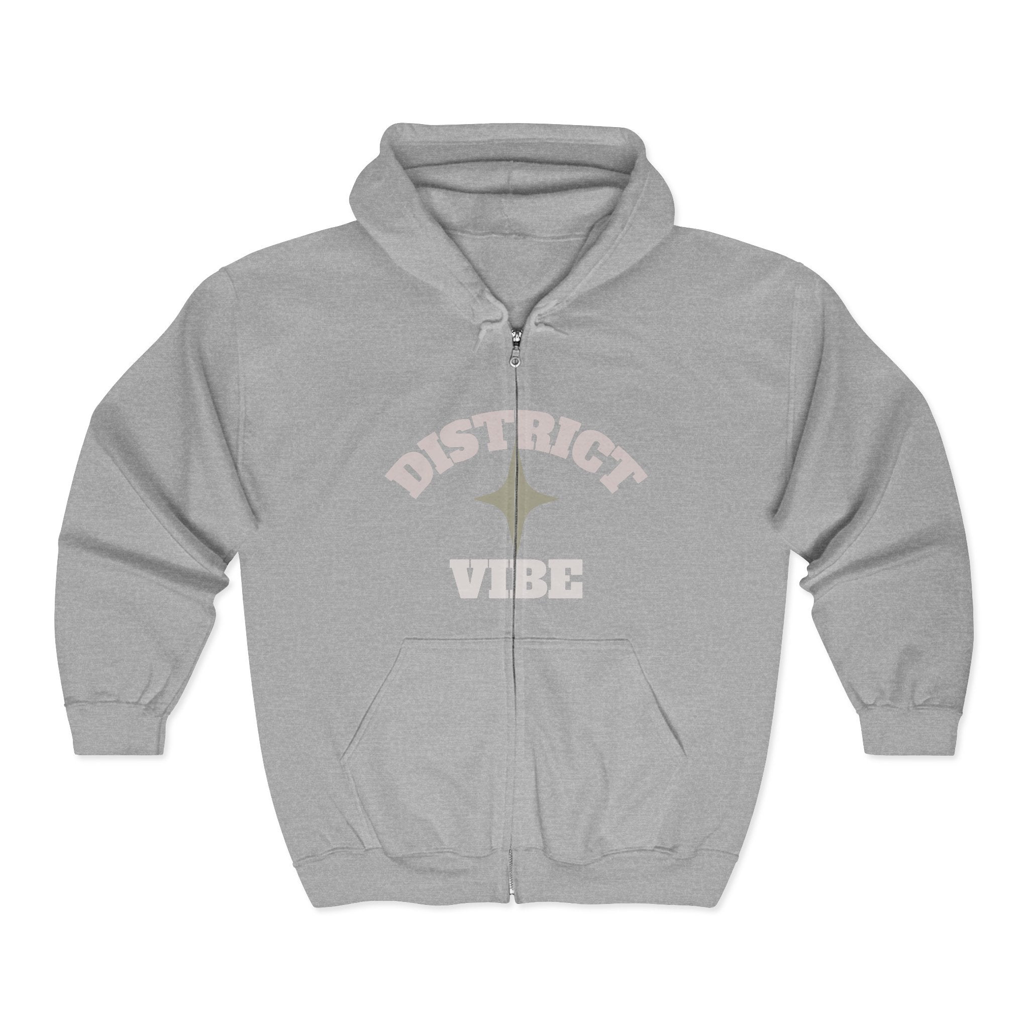 District Vibe Zip Hoodie — "I  My District" Graphic Full-Zip Sweatshirt