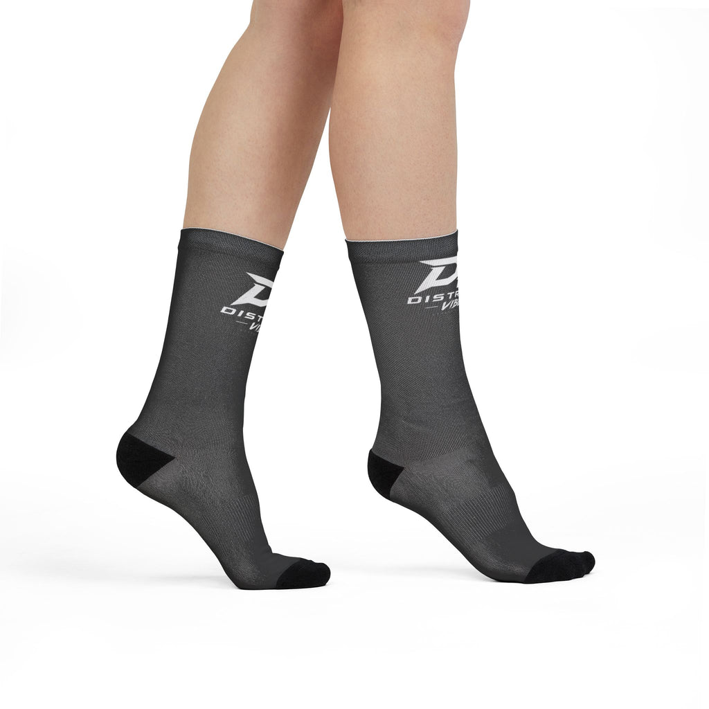 District Vibe Black Sublimated Crew Socks — DV Logo Athletic Socks