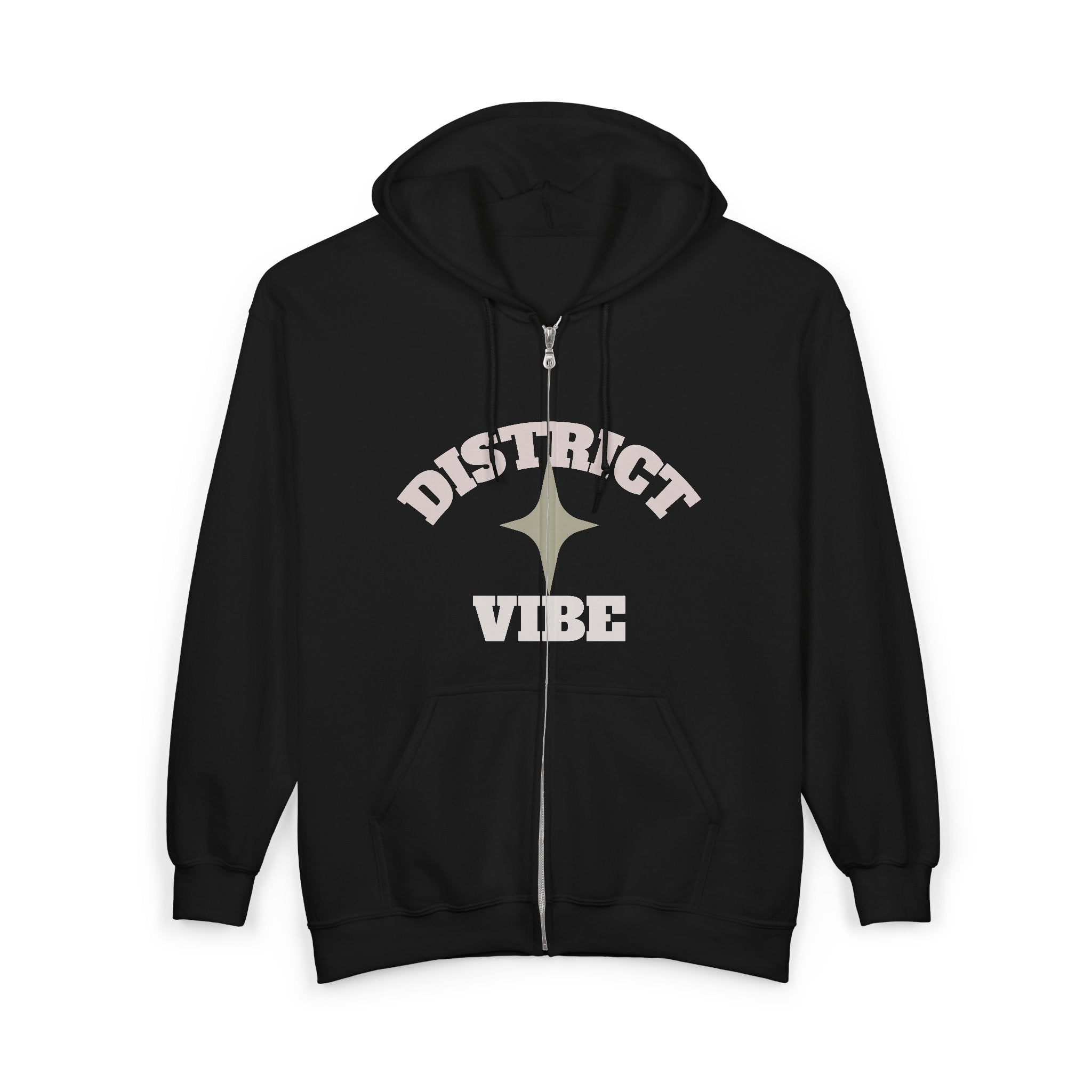 District Vibe Zip Hoodie — "I  My District" Graphic Full-Zip Sweatshirt