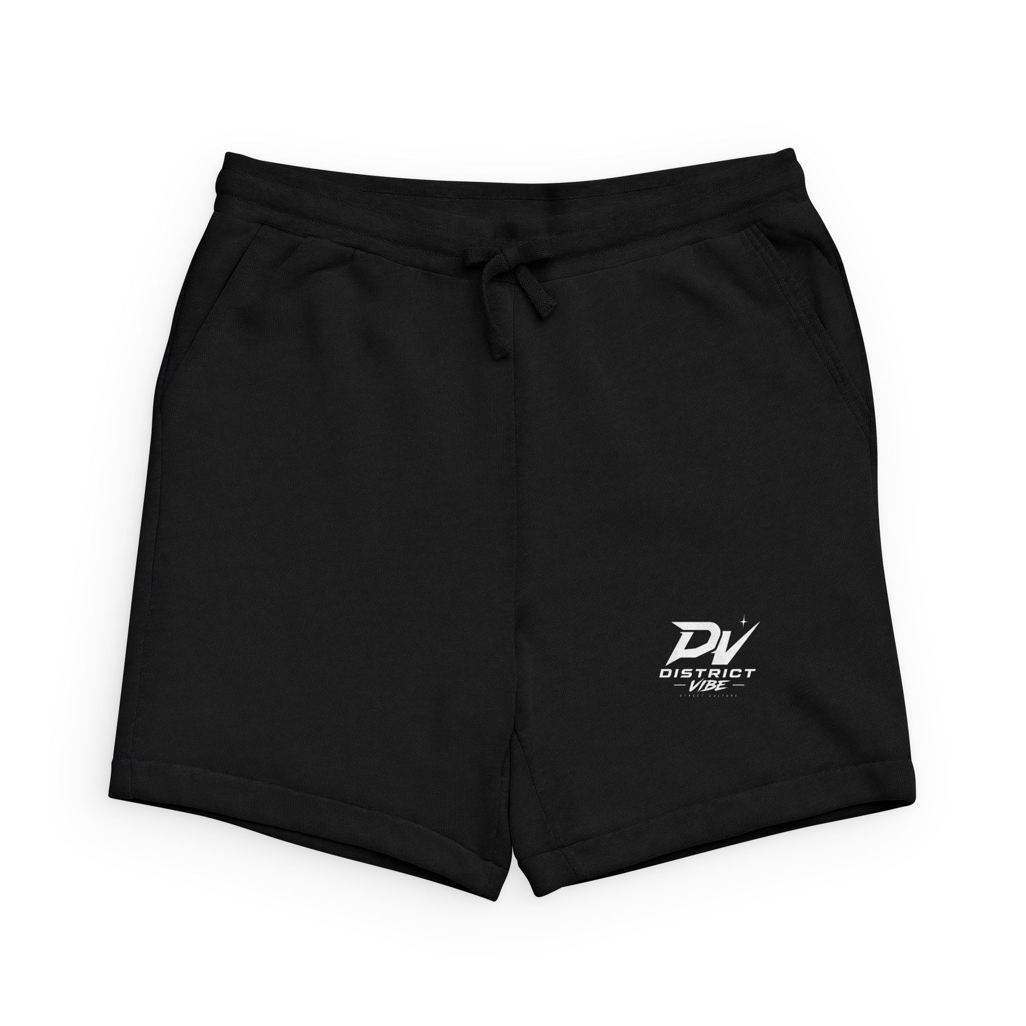District Vibe Logo Sweatshorts — Black Sponge Fleece Athletic Shorts