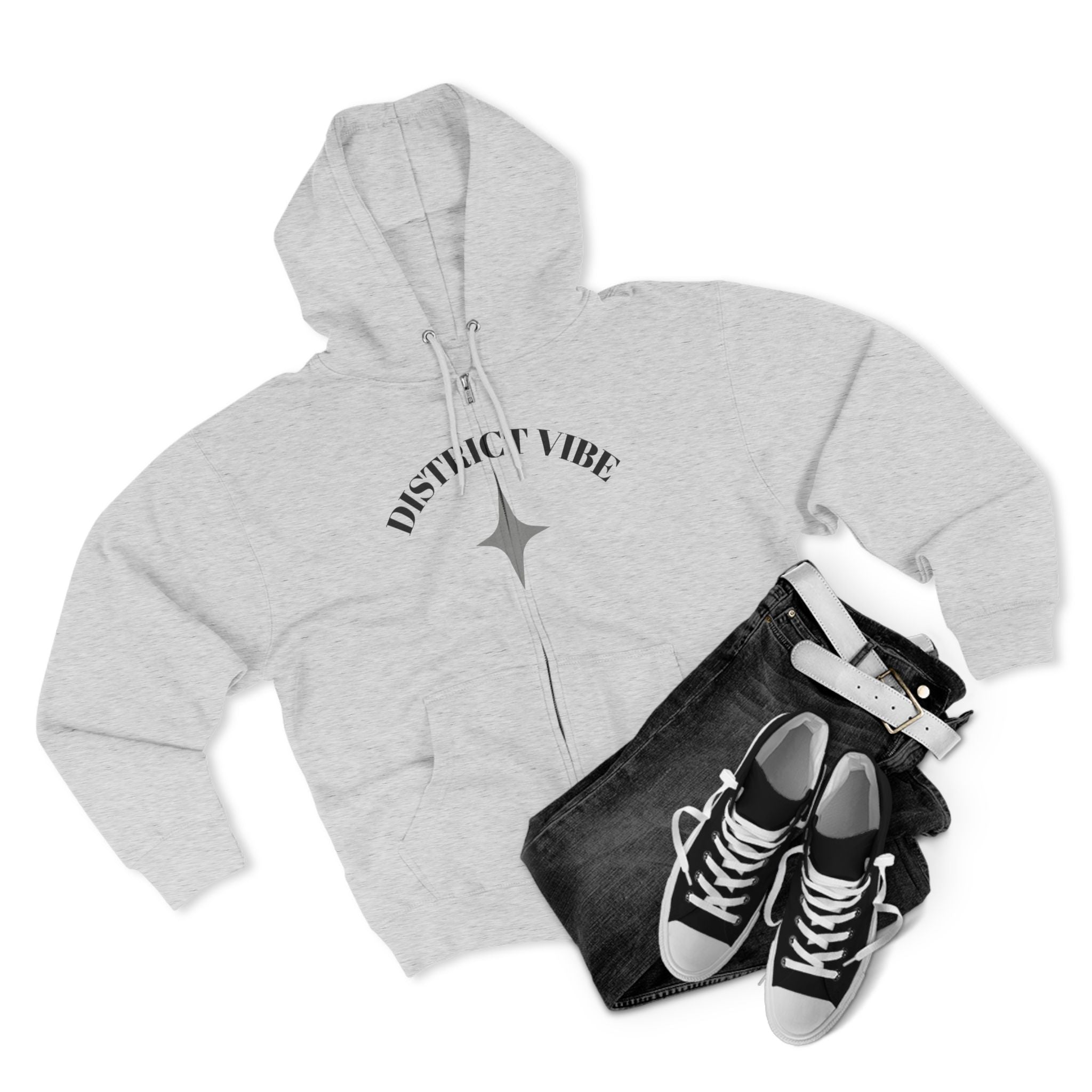District Vibe Zip Hoodie — City Skyline Graphic Zip-Up