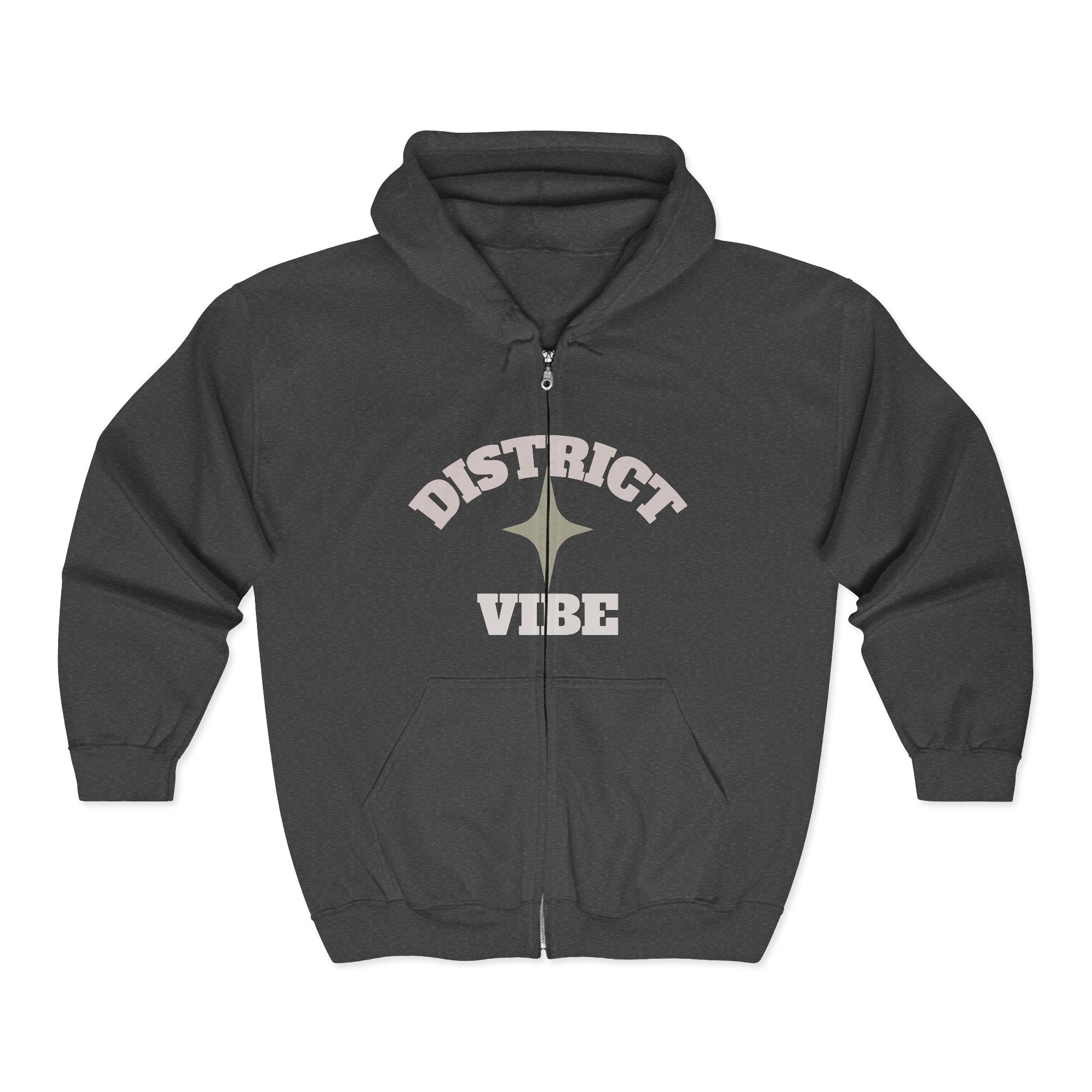 District Vibe Zip Hoodie — "I  My District" Graphic Full-Zip Sweatshirt
