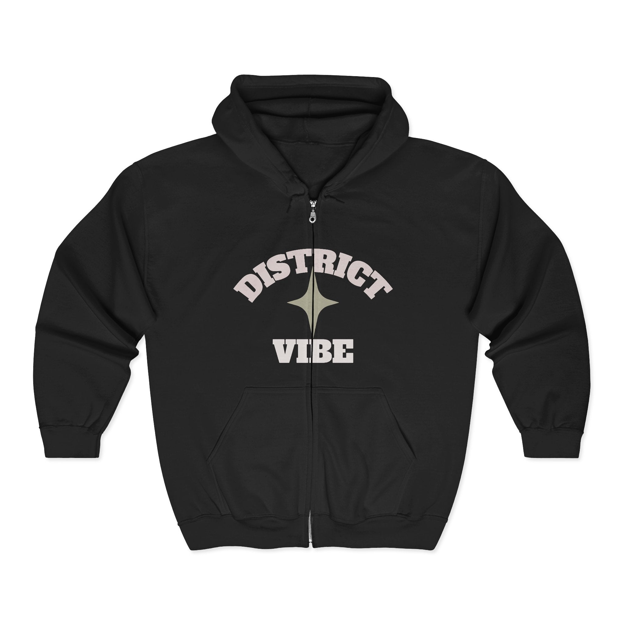 District Vibe Zip Hoodie — "I  My District" Graphic Full-Zip Sweatshirt