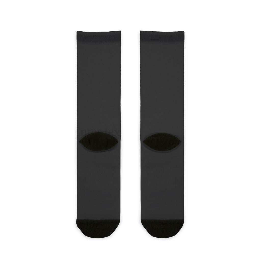 District Vibe Black Sublimated Crew Socks — DV Logo Athletic Socks