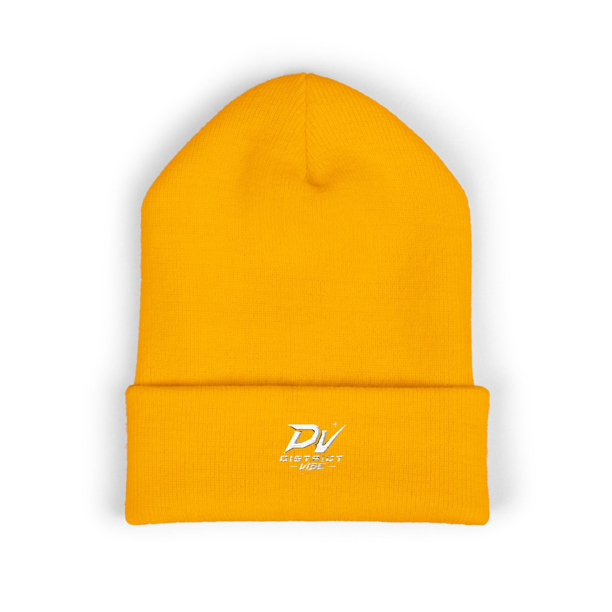 Embroidered 'DV Outkast' Classic Cuffed Beanie — Warm Yellow Knit Cap