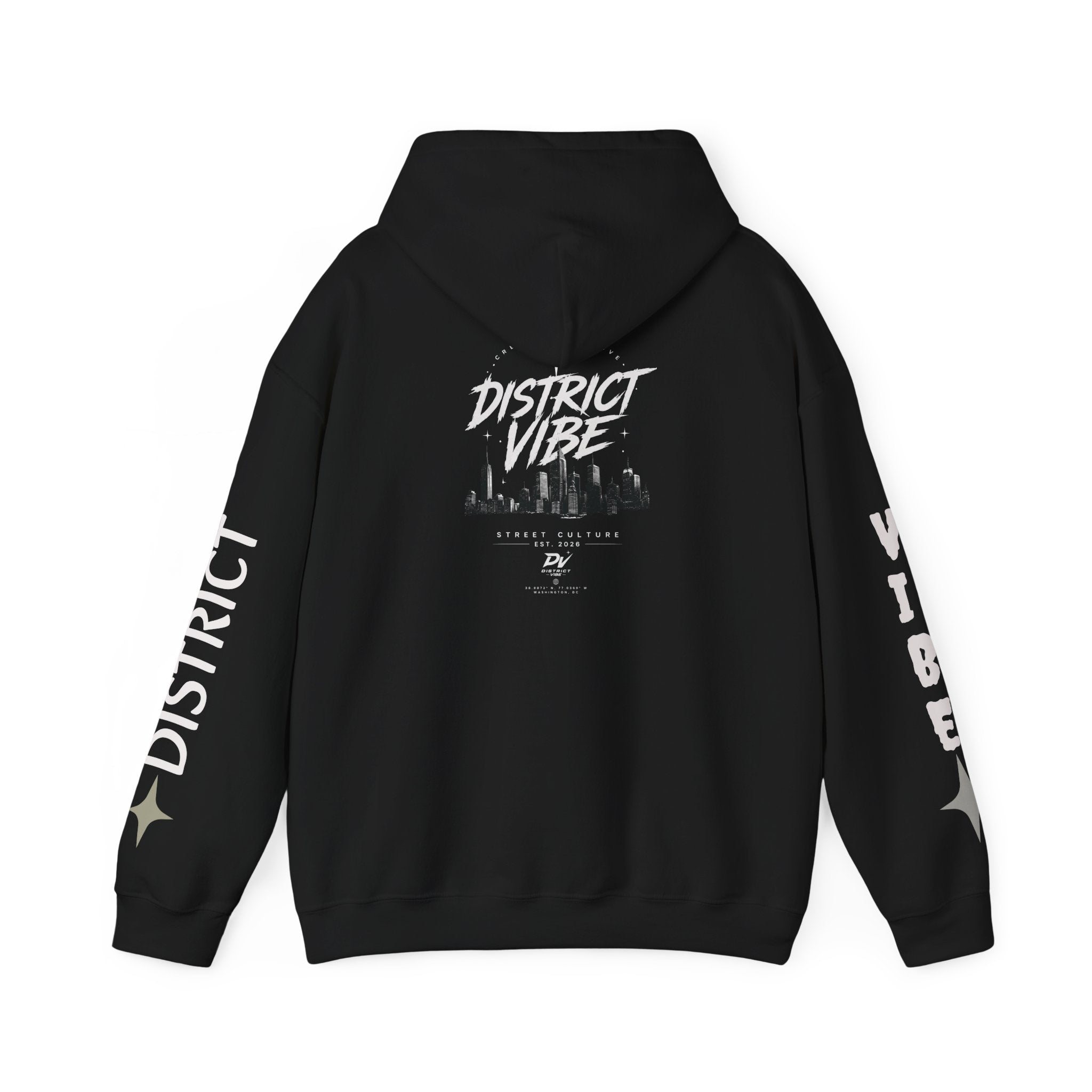 District Vibe Hoodie — Urban Skyline Logo Pullover
