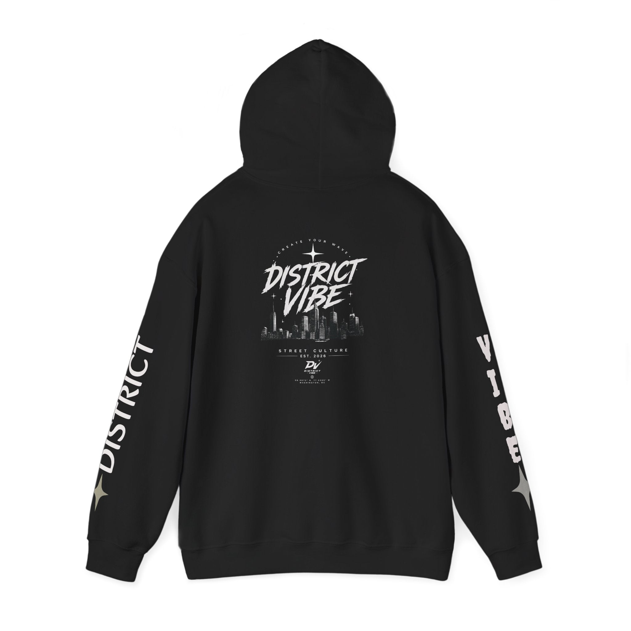District Vibe Hoodie — Urban Skyline Logo Pullover