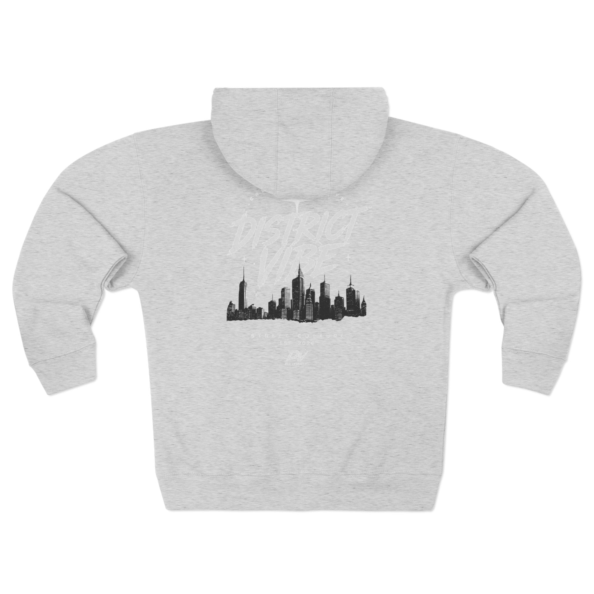 District Vibe Zip Hoodie — City Skyline Graphic Zip-Up